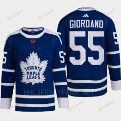 Toronto Maple Leafs 2022 Reverse Retro 2.0 Mark Giordano 55 Blue Primegreen Jersey Men's