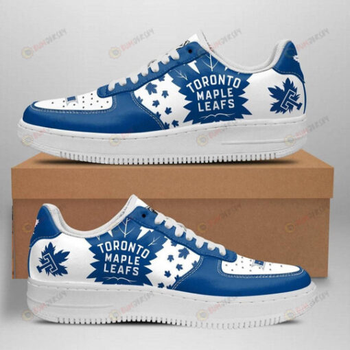 Toronto Maple Leafs Logo Pattern Air Force 1 Printed In Blue White