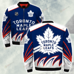 Toronto Maple Leafs Logo Pattern Bomber Jacket- Blue/White