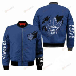 Toronto Maple Leafs Solid Blue Pattern Bomber Jacket
