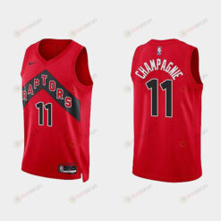 Toronto Raptors 11 Justin Champagnie 2022-23 Icon Edition Red Men Jersey