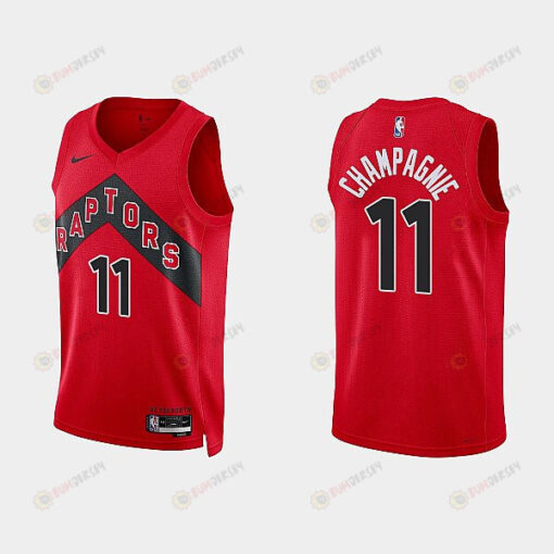 Toronto Raptors 11 Justin Champagnie 2022-23 Icon Edition Red Men Jersey