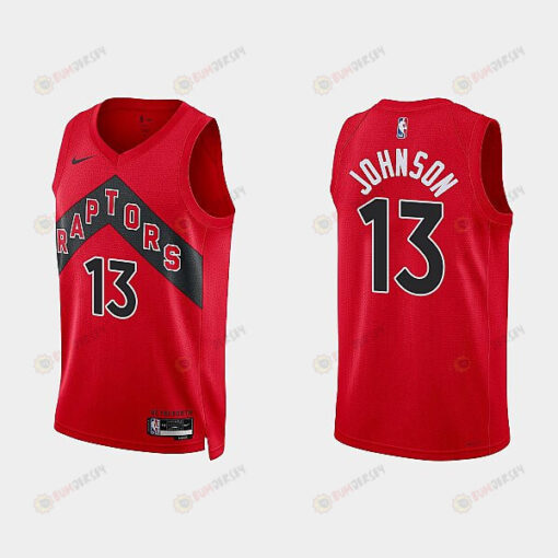 Toronto Raptors 13 David Johnson 2022-23 Icon Edition Red Men Jersey