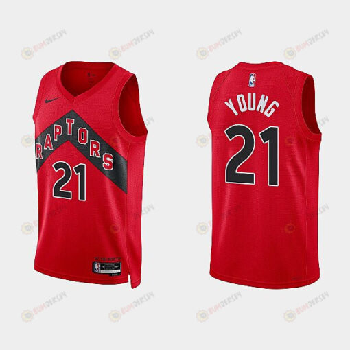 Toronto Raptors 21 Thaddeus Young 2022-23 Icon Edition Red Men Jersey