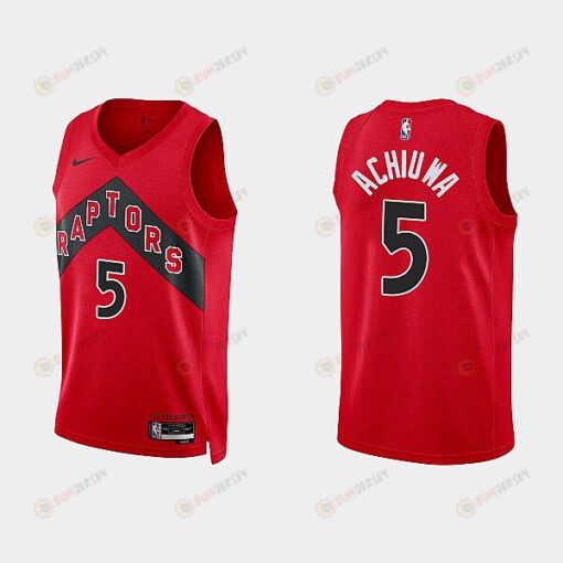 Toronto Raptors 5 Precious Achiuwa 2022-23 Icon Edition Red Men Jersey