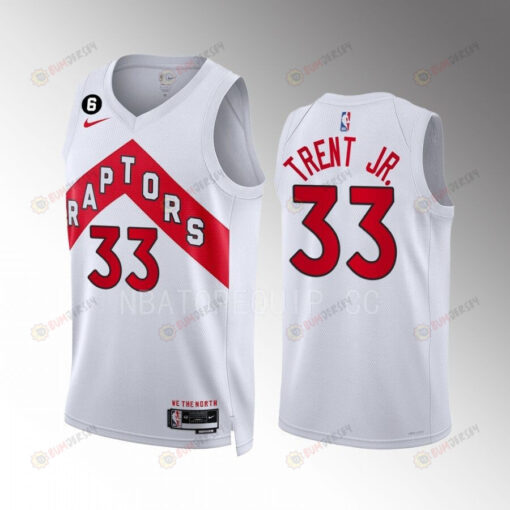 Toronto Raptors Gary Trent Jr. 33 White Association Edition Men Jersey 2022-23 Swingman