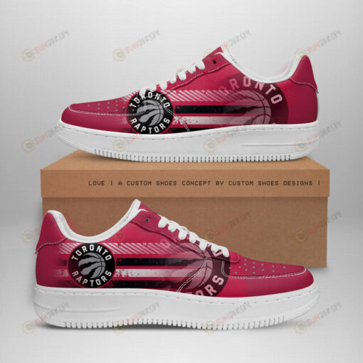 Toronto Raptors Logo Stripe Pattern Air Force 1 Printed In Red