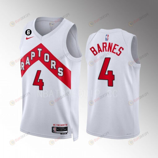 Toronto Raptors Scottie Barnes 4 White Association Edition Men Jersey 2022-23 Swingman