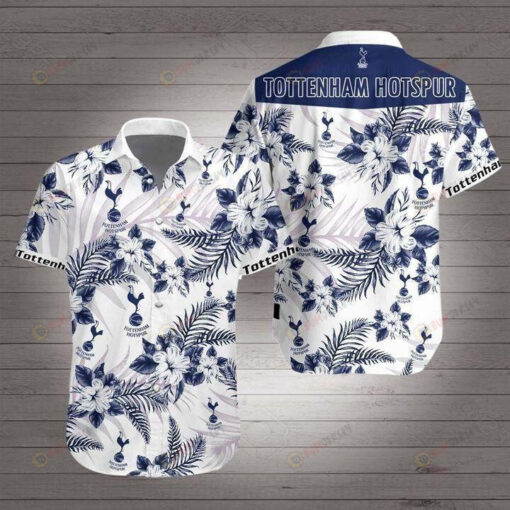 Tottenham Hotspur Curved Hawaiian Shirt In White Blue