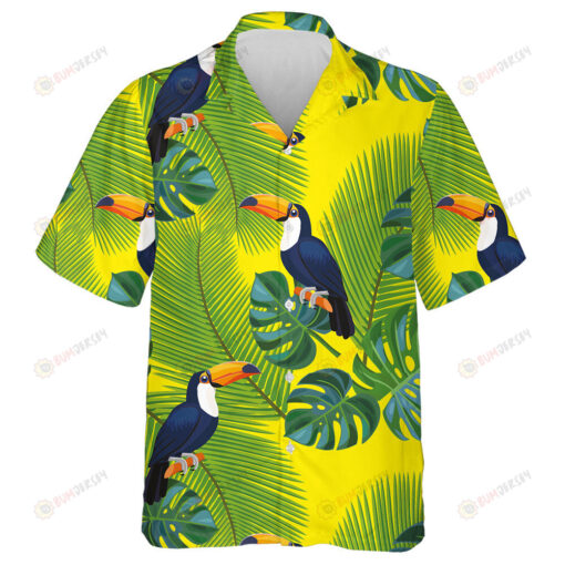 Toucan Birds With Palm And Monstera Leaves Hawaiian Shirt