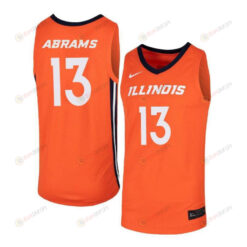 Tracy Abrams 13 Illinois Fighting Illini Elite Basketball Men Jersey - Orange