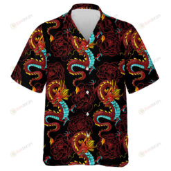 Traditional Chinese Dragons And Red Peonies Hawaiian Shirt