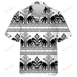 Traditional Indian Black And White Elephant Hawaiian Shirt