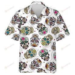 Traditional Mexican Sugar Skull On White Background Hawaiian Shirt