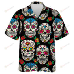 Traditional Mexican Sugar Skulls And Roses Hawaiian Shirt