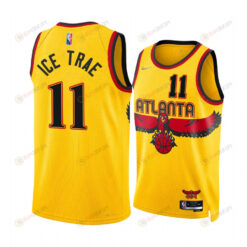 Trae Young Ice Trae 11 Hawks Nickname Diamond Edition Gold Jersey 2022