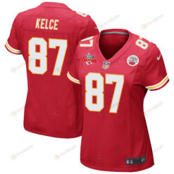 Travis Kelce 87 Kansas City Chiefs Super Bowl LVII Champions 3 Stars WoMen's Jersey - Red