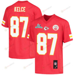 Travis Kelce 87 Kansas City Chiefs Super Bowl LVII Champions Youth Jersey - Red