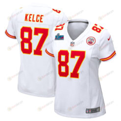 Travis Kelce 87 Kansas City Chiefs Women's Super Bowl LVII Patch Away Game Jersey - White
