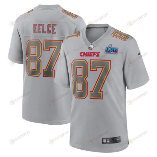 Travis Kelce 87 Kansas City Chiefs Youth Super Bowl LVII Patch Atmosphere Fashion Game Jersey - Gray