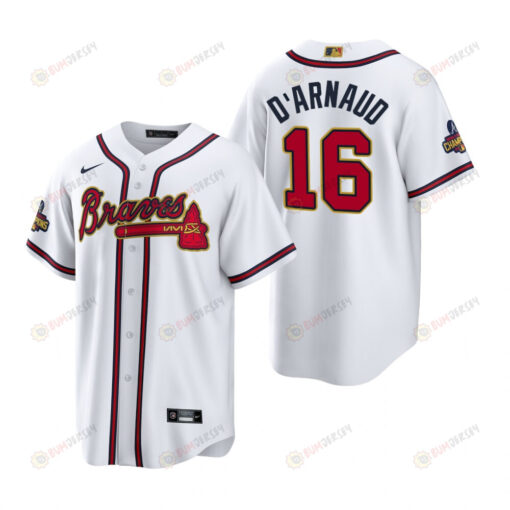 Travis d'Arnaud 16 Atlanta Braves White 2022-23 Gold Program Jersey