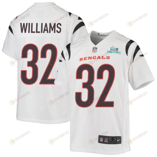 Trayveon Williams 32 Cincinnati Bengals Super Bowl LVII Champions Youth Jersey - White