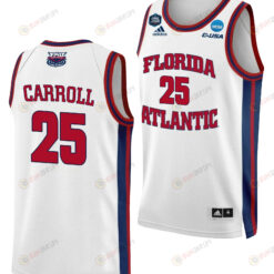 Tre Carroll 25 FAU Owls 2023 Final Four Basketball Men Jersey- White