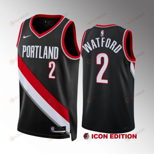 Trendon Watford 2 Portland Trail Blazers 2022-23 Icon Edition Black Jersey