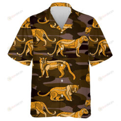 Trendy Animal Leopard Hand Drawn Brown Background Hawaiian Shirt