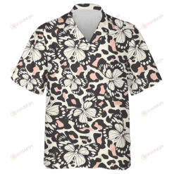 Trendy Animal Motif Butterfly On Leopard Skin Hawaiian Shirt