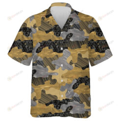 Trendy Gold Gray Marble Camouflage Geometry Pattern Hawaiian Shirt