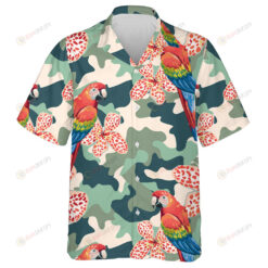 Trendy Painting Of Parrot Canna Flowers On Camo Background Hawaiian Shirt