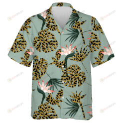 Trendy Retro Animal Skin Leopard With Tropical Jungle Hawaiian Shirt