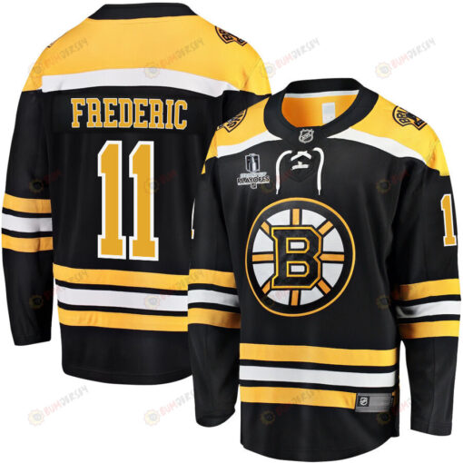 Trent Frederic 11 Boston Bruins Stanley Cup 2023 Playoffs Patch Home Breakaway Men Jersey - Black