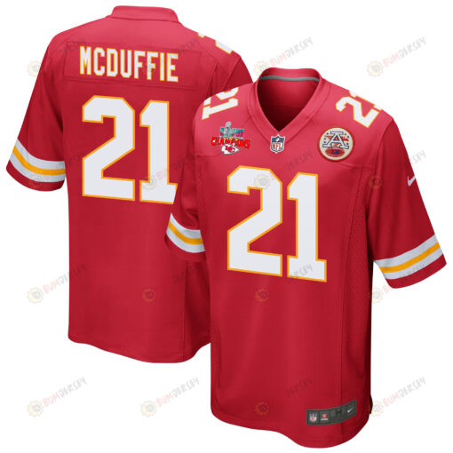 Trent McDuffie 21 Kansas City Chiefs Super Bowl LVII Champions 3 Stars Men's Jersey - Red