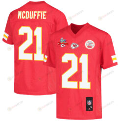 Trent McDuffie 21 Kansas City Chiefs Super Bowl LVII Champions 3 Stars Youth Jersey - Red