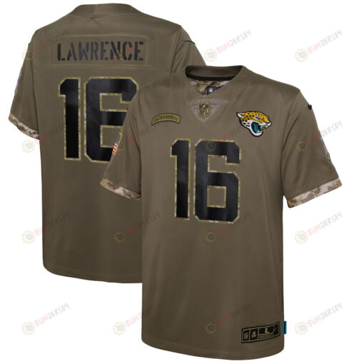 Trevor Lawrence Jacksonville Jaguars Youth 2022 Salute To Service Player Limited Jersey - Olive