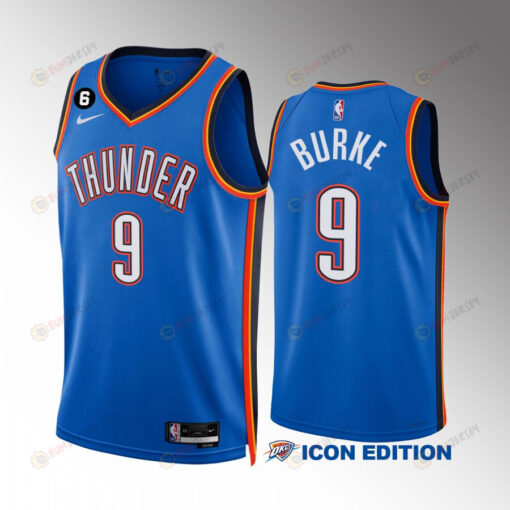 Trey Burke 9 Oklahoma City Thunder Blue Men Jersey 2022-23 Icon Edition Swingman