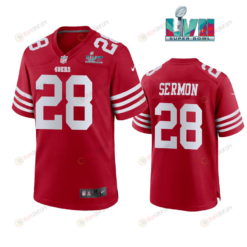 Trey Sermon 28 San Francisco 49Ers Super Bowl LVII Men's Jersey- Scarlet