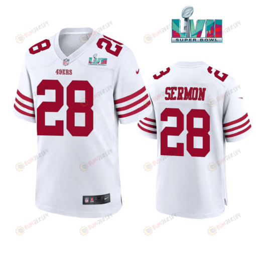 Trey Sermon 28 San Francisco 49Ers Super Bowl LVII Men's Jersey- White