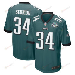 Trey Sermon 34 Philadelphia Eagles Super Bowl LVII Champions 2 Stars Men's Jersey - Midnight Green
