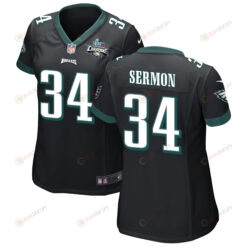 Trey Sermon 34 Philadelphia Eagles Super Bowl LVII Champions 2 Stars WoMen's Jersey - Black