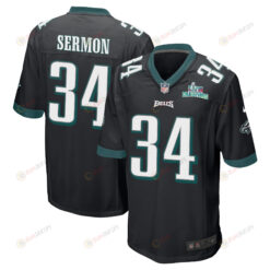 Trey Sermon 34 Philadelphia Eagles Super Bowl LVII Champions Men's Jersey - Black