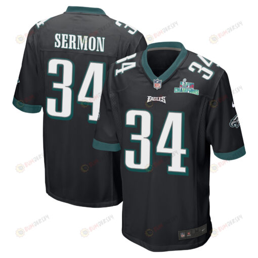 Trey Sermon 34 Philadelphia Eagles Super Bowl LVII Champions Men's Jersey - Black