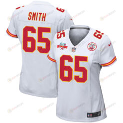 Trey Smith 65 Kansas City Chiefs Super Bowl LVII Champions 3 Stars WoMen's Jersey - White