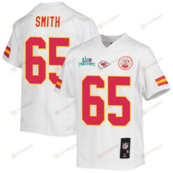 Trey Smith 65 Kansas City Chiefs Super Bowl LVII Champions Youth Jersey - White