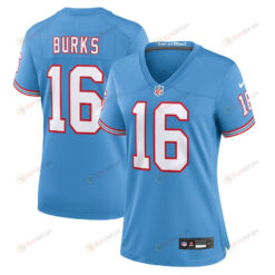 Treylon Burks 16 Tennessee Titans Oilers Throwback Alternate Game Women Jersey - Light Blue