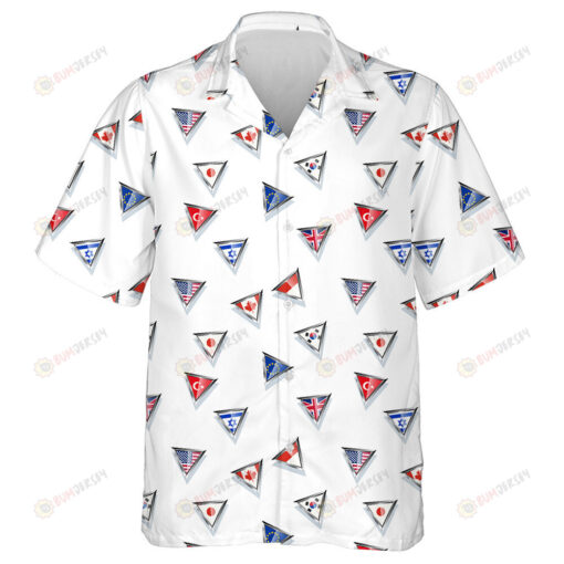 Triangular Metal Flags Symbols Collection Pattern Hawaiian Shirt