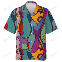 Tribal Style Geometric Colorful African Cats Hawaiian Shirt