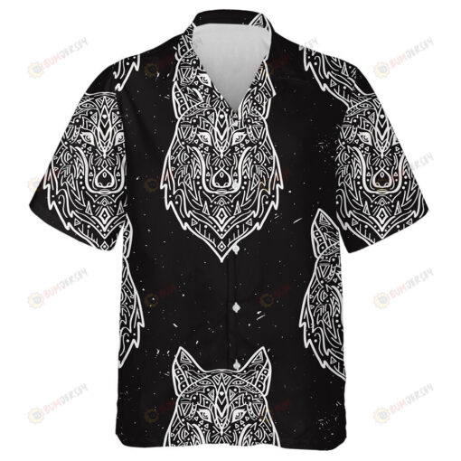 Tribal Style Wolf With Ethnic Ornaments Hawaiian Shirt